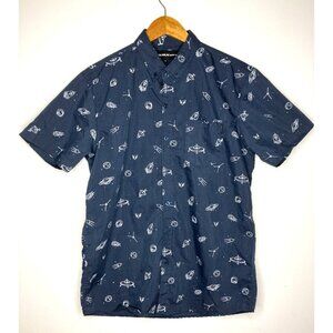 Molokai Surf Co Button Shirt Men Blue Outer Space Large FLAWED READ